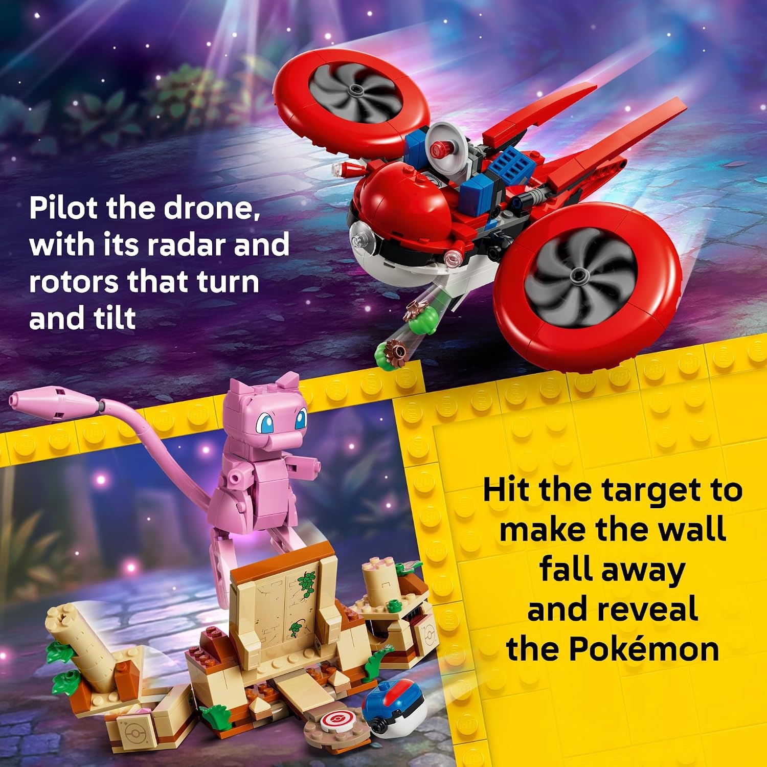 image:imageLEGO Pokmon SMART Play Drone Search for Mythical Mew 72161 Compatible Set Building Toys Boys amp Girls Ages 8 Interactive Pokmon Toys 3 SMART Tags 429 pieces Gift Idea
