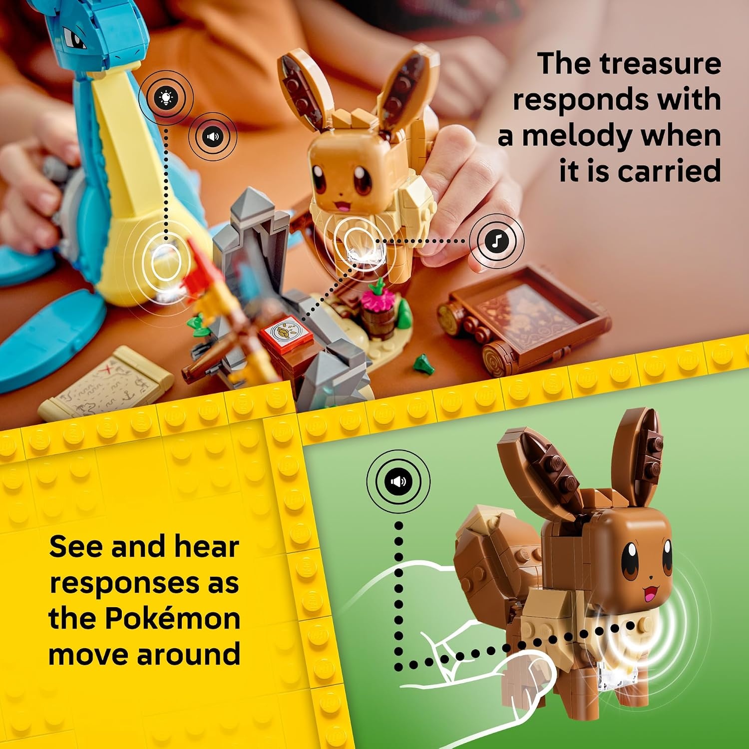 image:imageLEGO Pokmon SMART Play Eevee and Laprass Treasure Hunt 72162 Compatible Set Building Toys Boys amp Girls Ages 8 Interactive Pokmon Toys 3 SMART Tags 623 pieces Gift Idea