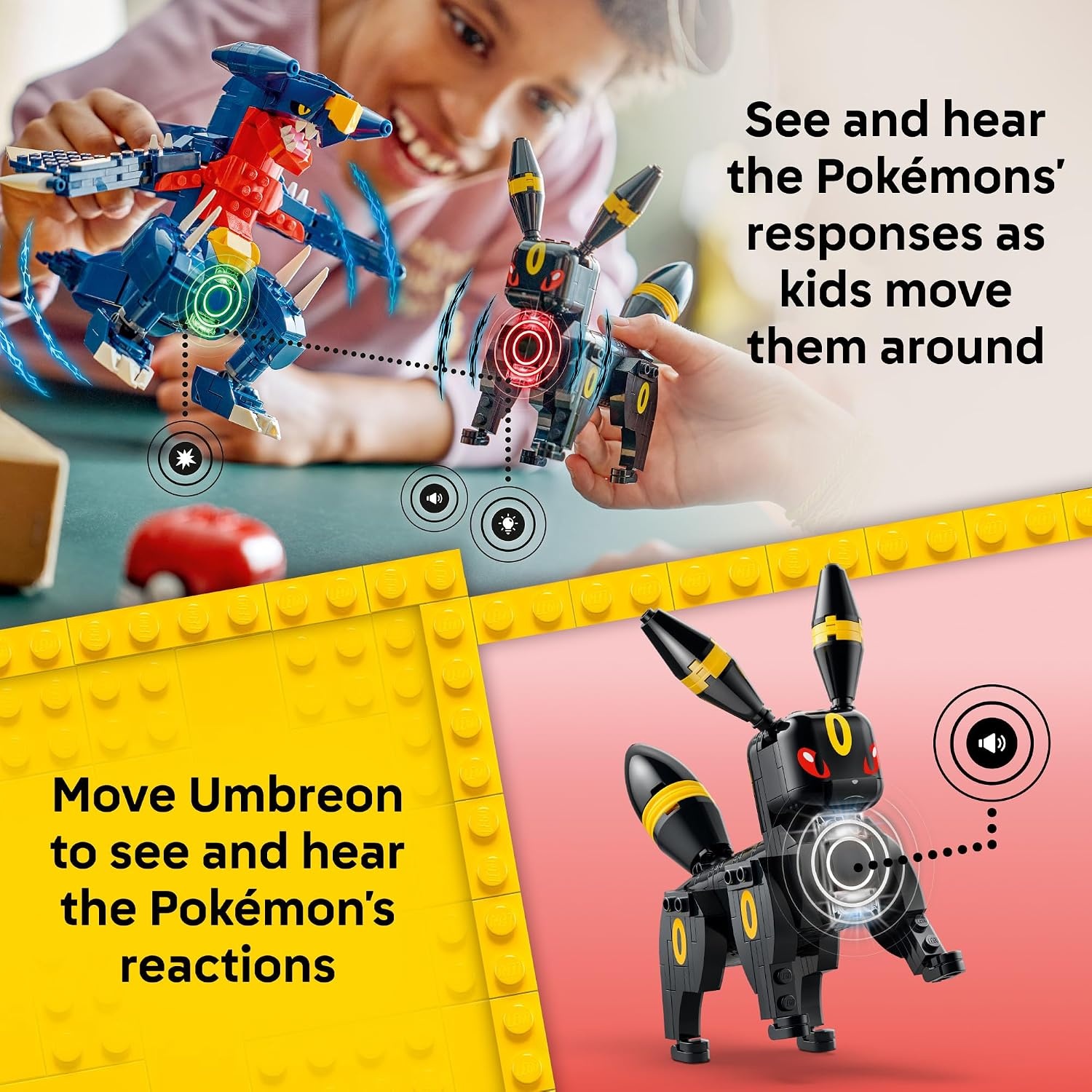 image:imageLEGO Pokmon SMART Play Umbreon vs Garchomp Championship Battle 72165 Compatible Set Building Toys Boys amp Girls Ages 10 Interactive Pokmon Toys 2 SMART Tags 831 pieces Gift Idea