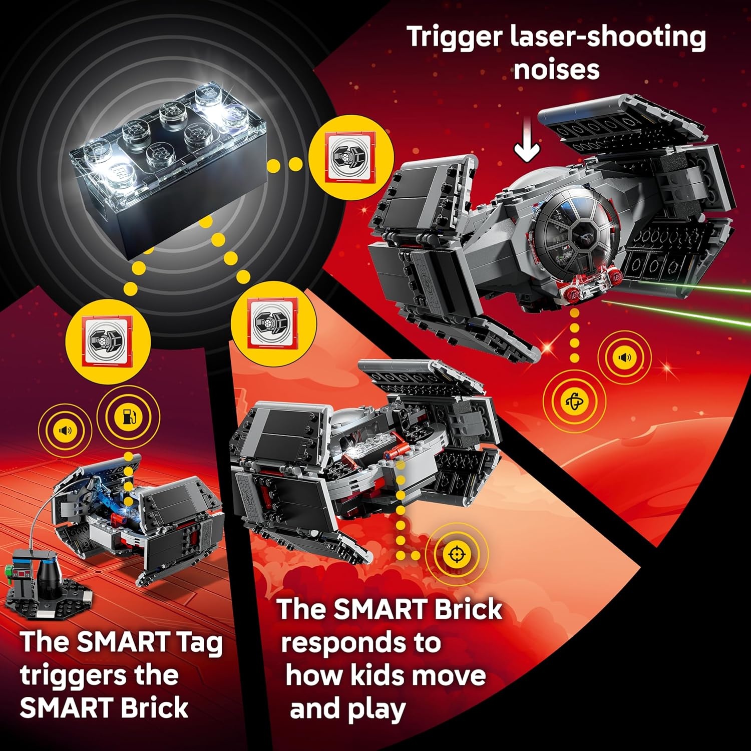image:imageLEGO Star Wars SMART Play Darth Vaders TIE Fighter Interactive Building Toy AllinOne Set Reacts to How You Move and Play with a SMART Brick Gift for Boys Girls and Kids Ages 8 75421