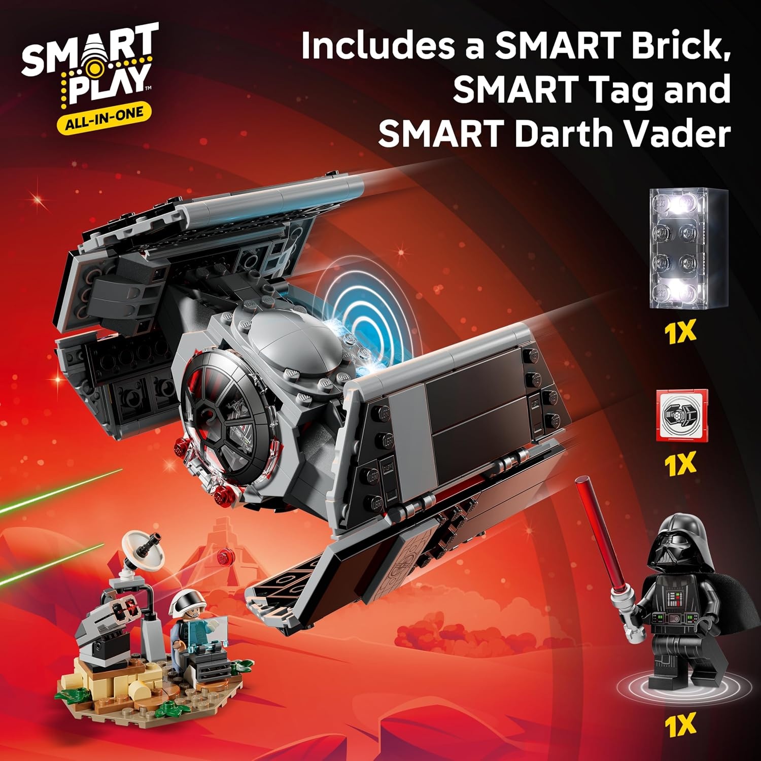 image:imageLEGO Star Wars SMART Play Darth Vaders TIE Fighter Interactive Building Toy AllinOne Set Reacts to How You Move and Play with a SMART Brick Gift for Boys Girls and Kids Ages 8 75421