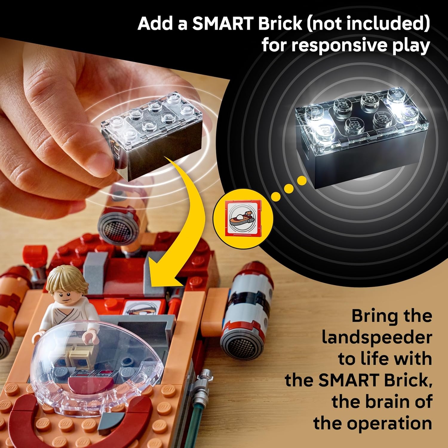image:imageLEGO Star Wars SMART Play Lukes Landspeeder Building Toy for Action Play Compatible Set with a SMART Tag and 2 Minifigures Gift for Boys Girls and Kids Ages 6 75420