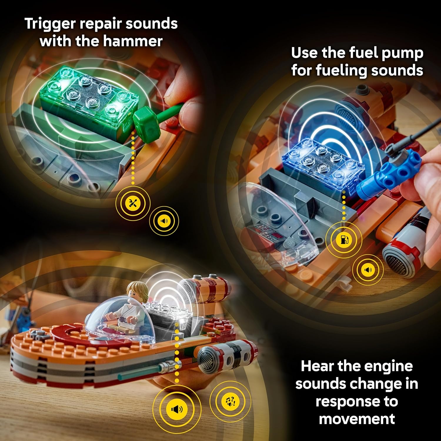 image:imageLEGO Star Wars SMART Play Lukes Landspeeder Building Toy for Action Play Compatible Set with a SMART Tag and 2 Minifigures Gift for Boys Girls and Kids Ages 6 75420