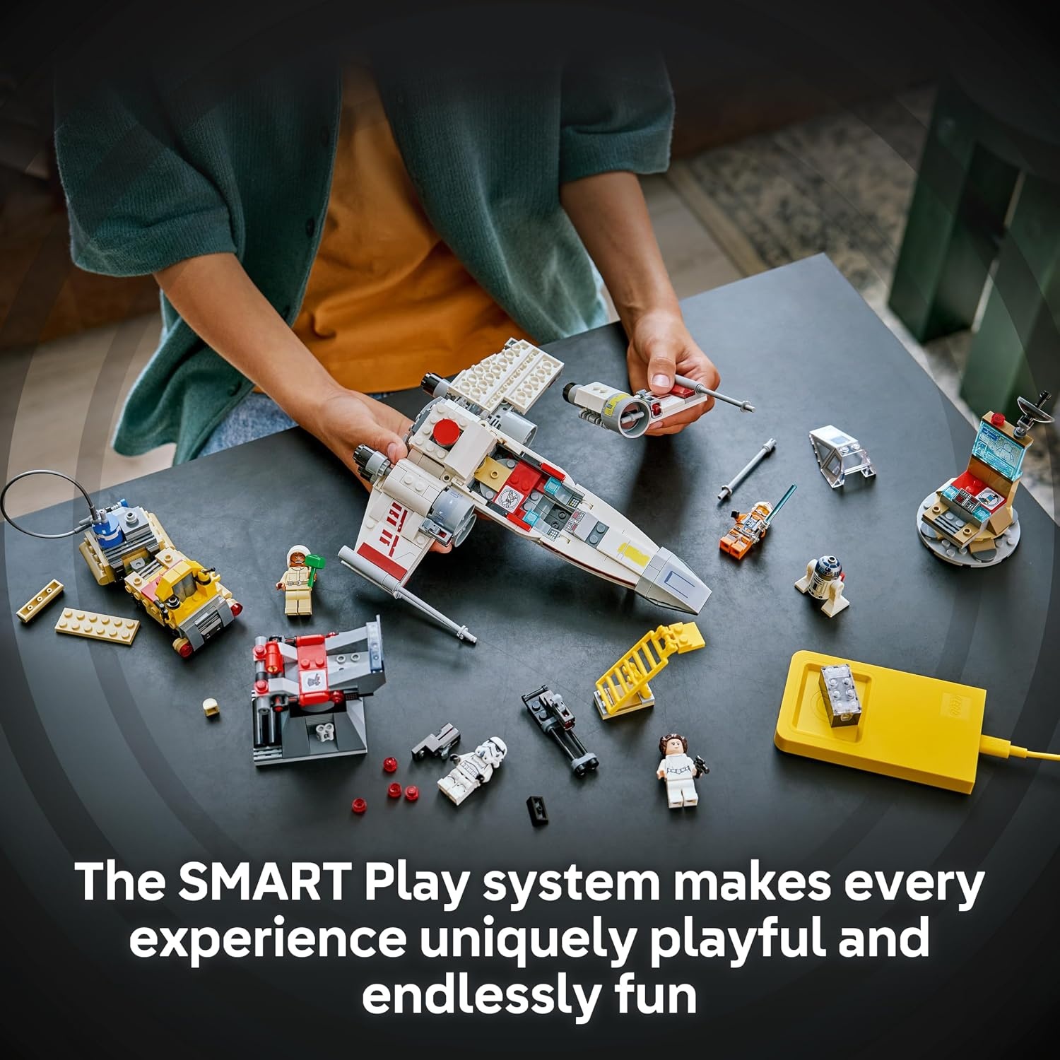 image:imageLEGO Star Wars SMART Play Lukes Red Five XWing Interactive Building Toy AllinOne Set Reacts to How You Move and Play with a SMART Brick Gift for Boys Girls Kids Ages 6 75423