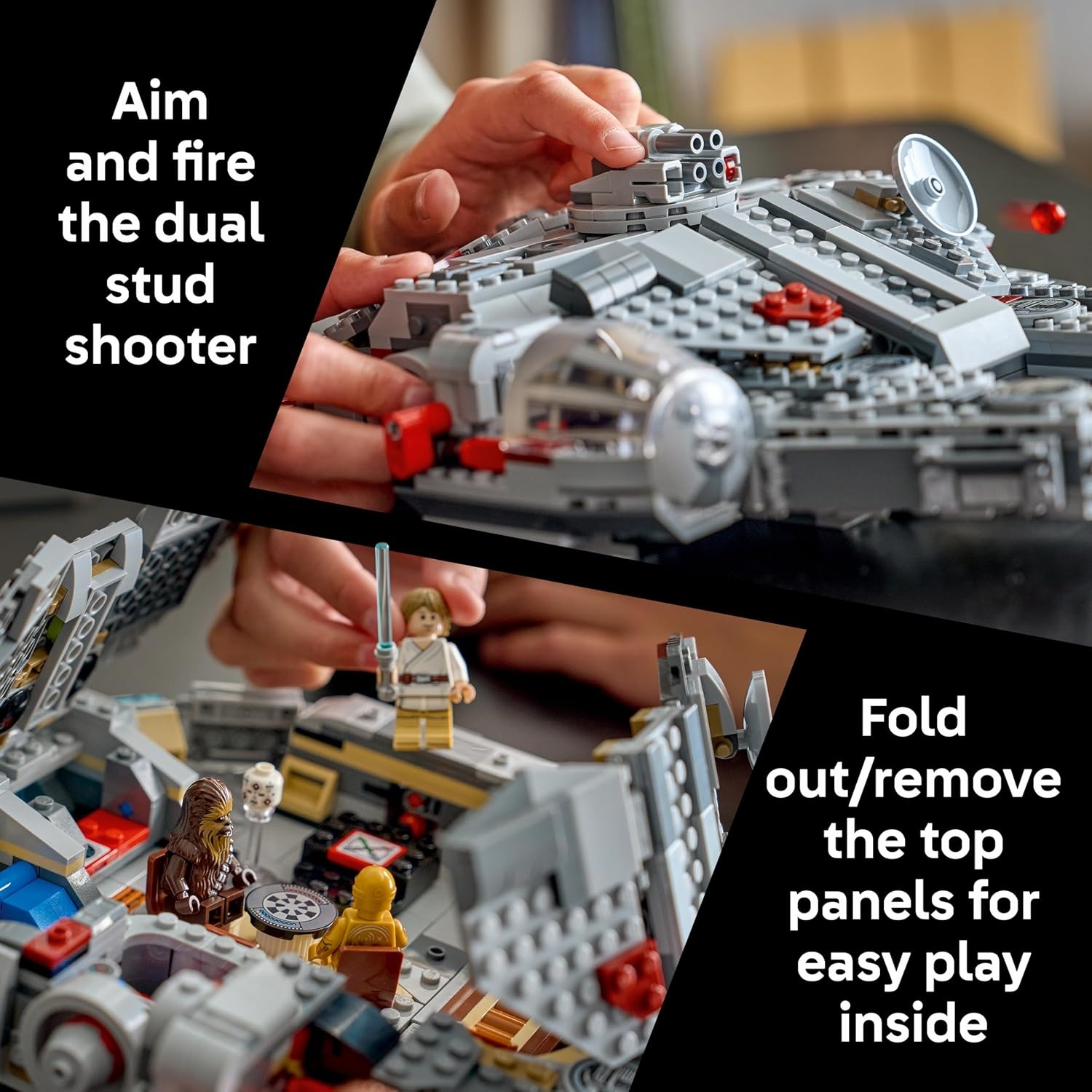 image:imageLEGO Star Wars SMART Play Millennium Falcon Starship Building Toy for Kids Compatible Set with 4 SMART Tags and 4 Minifigures Gift for Boys Girls and Fans Ages 9 75426
