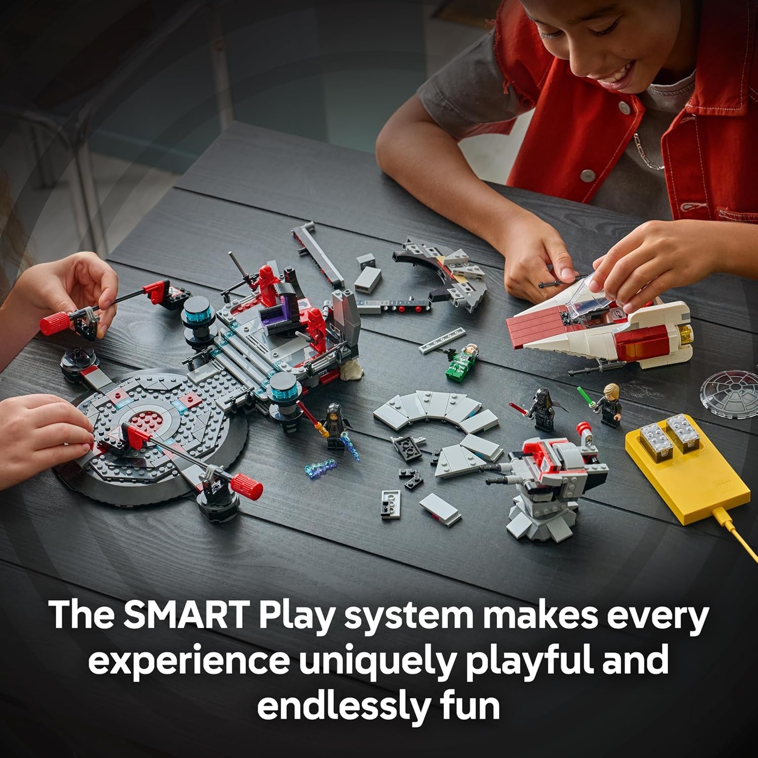 image:imageLEGO Star Wars SMART Play Throne Room Duel amp AWing Interactive Building Toy AllinOne Set Reacts to How You Move and Play with a SMART Brick Gift for Boys Girls and Kids Ages 9 75427