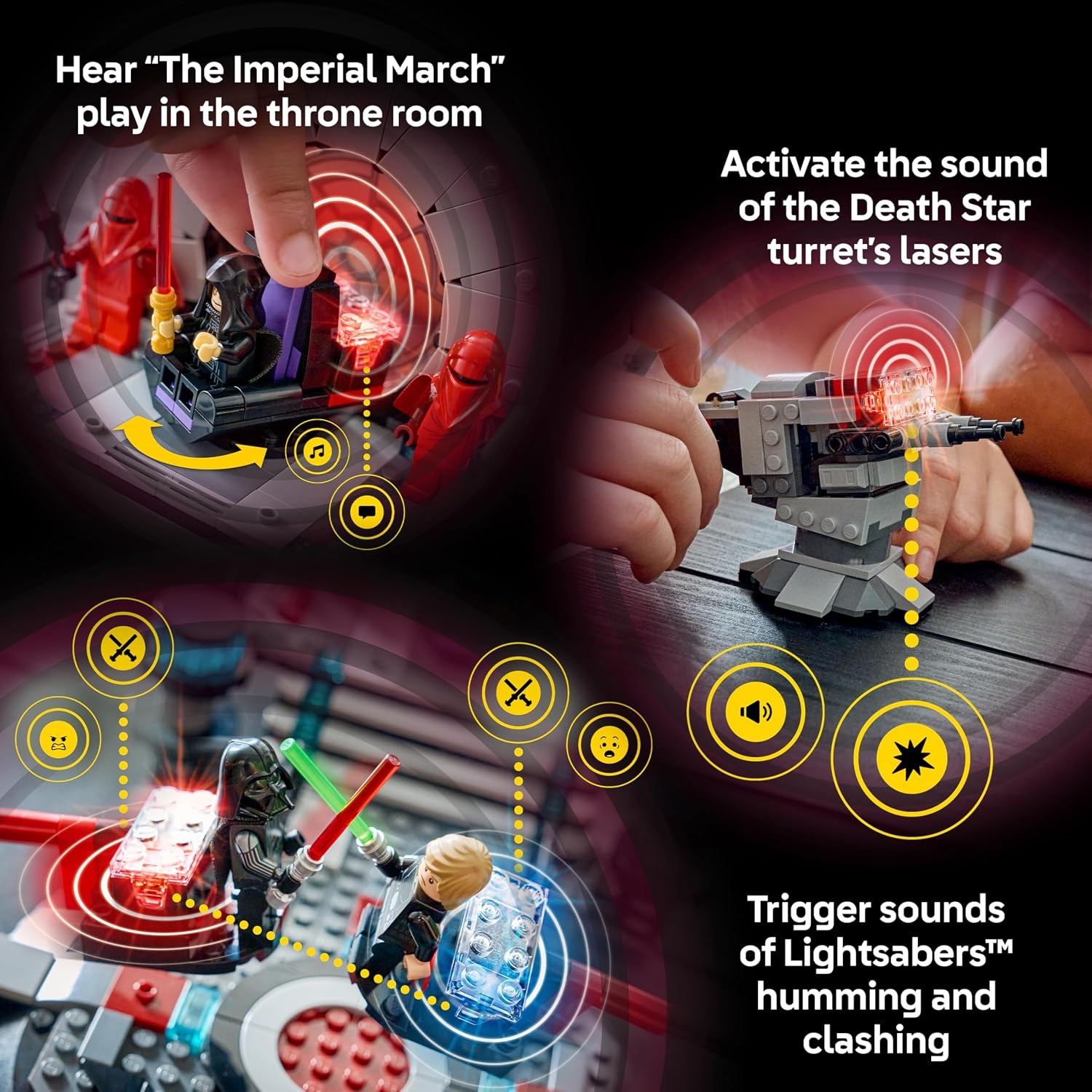 image:imageLEGO Star Wars SMART Play Throne Room Duel amp AWing Interactive Building Toy AllinOne Set Reacts to How You Move and Play with a SMART Brick Gift for Boys Girls and Kids Ages 9 75427
