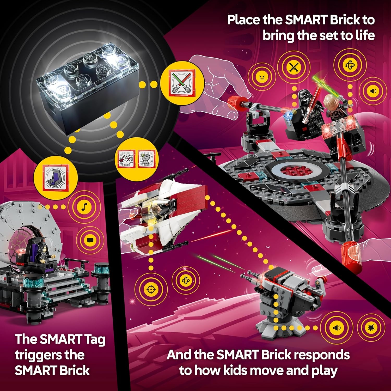 image:imageLEGO Star Wars SMART Play Throne Room Duel amp AWing Interactive Building Toy AllinOne Set Reacts to How You Move and Play with a SMART Brick Gift for Boys Girls and Kids Ages 9 75427