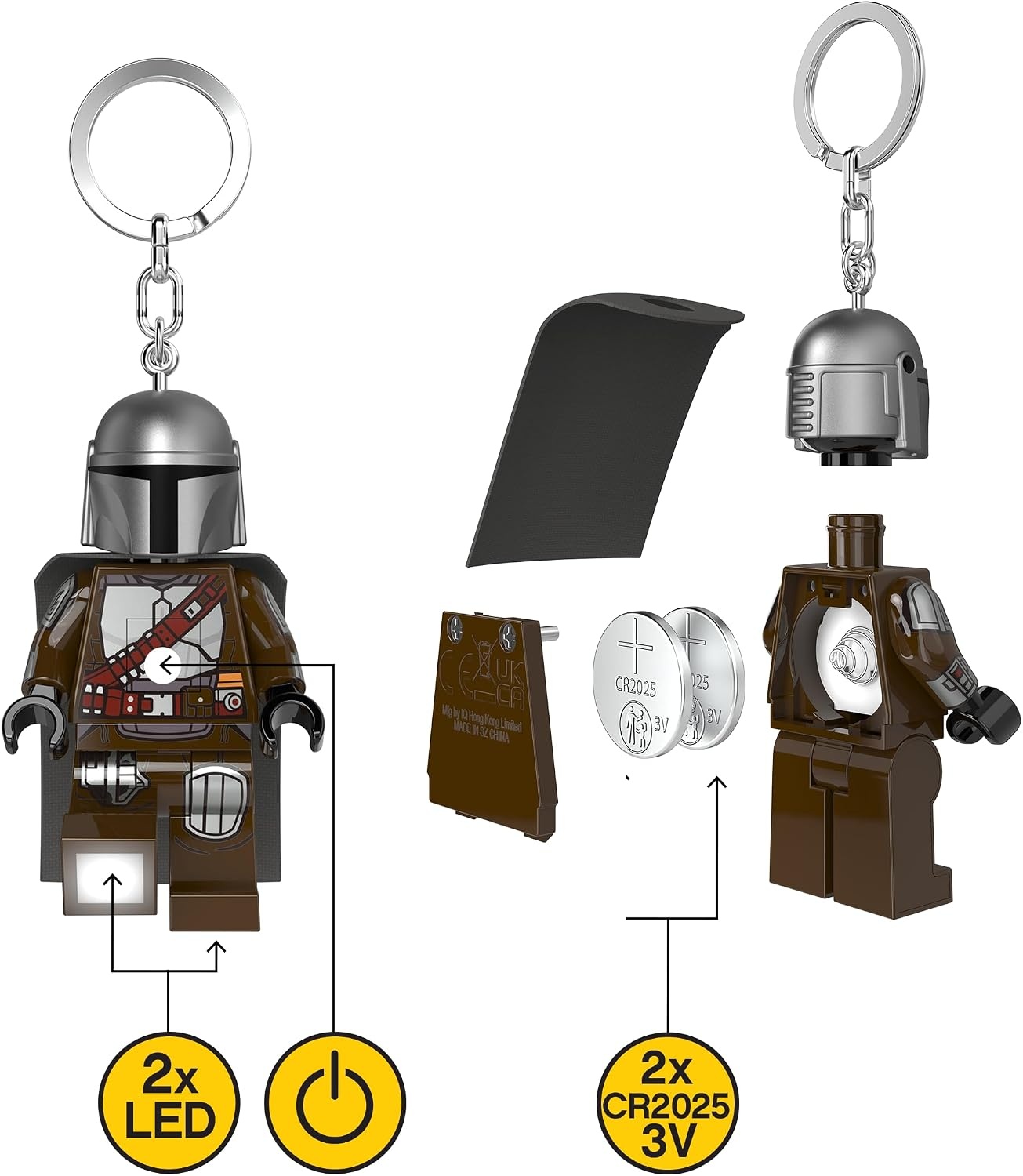image:imageLEGO Star Wars The Mandalorian Key Light KE187H Large 3 Inch Tall Bag charm with LED light