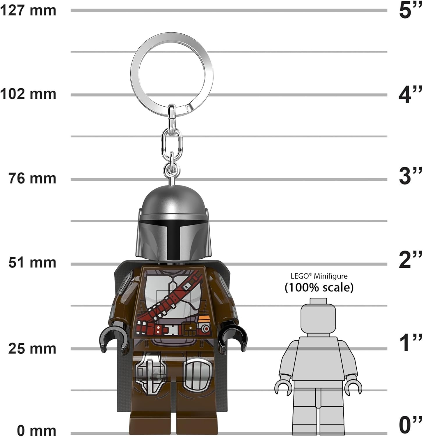image:imageLEGO Star Wars The Mandalorian Key Light KE187H Large 3 Inch Tall Bag charm with LED light