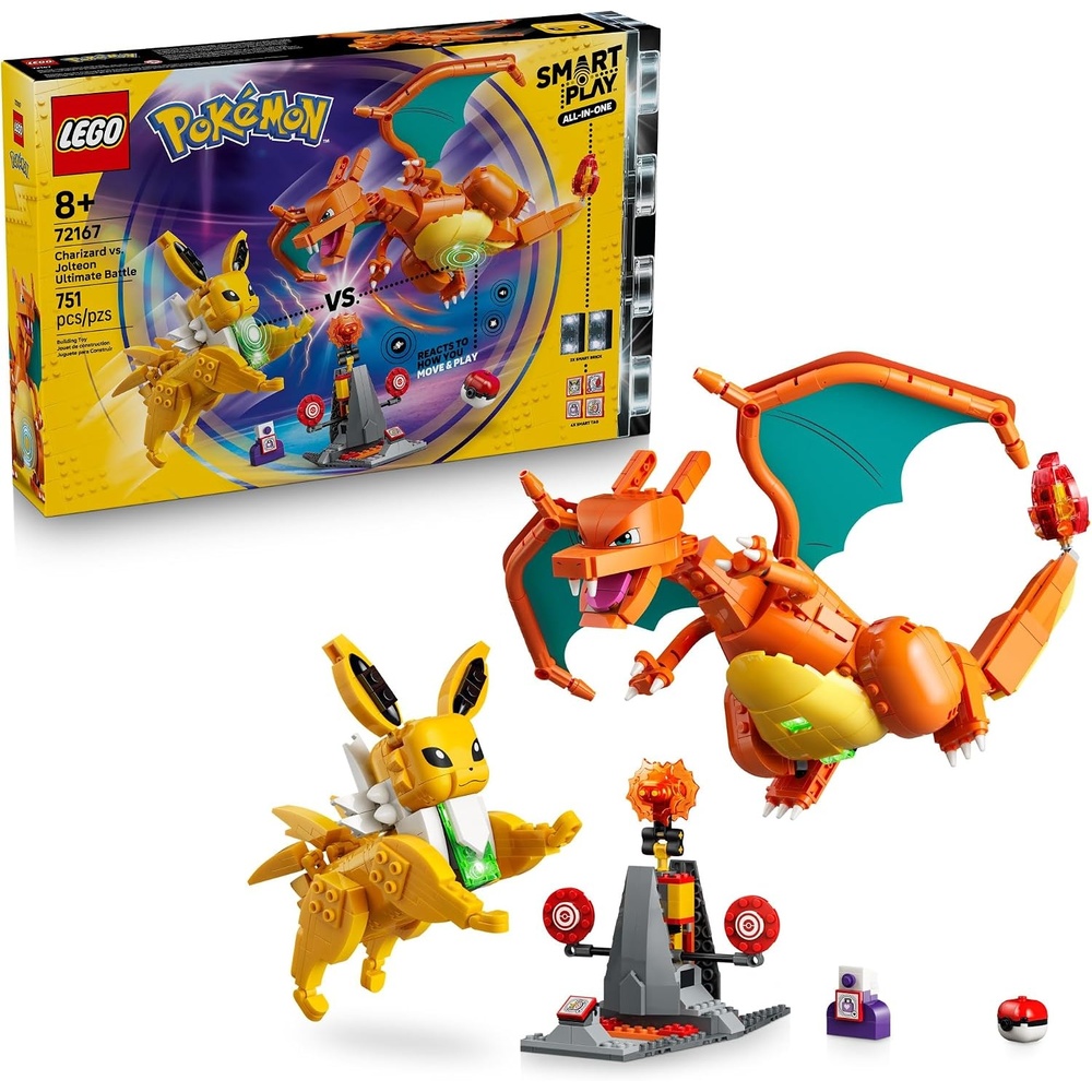 image:imageLEGO Pokmon SMART Play Charizard vs Jolteon Ultimate Battle 72167 AllinOne Building Set Boys amp Girls Ages 8 Interactive Pokmon Toys 2 SMART Bricks 4 Tags amp Charger 751 pieces