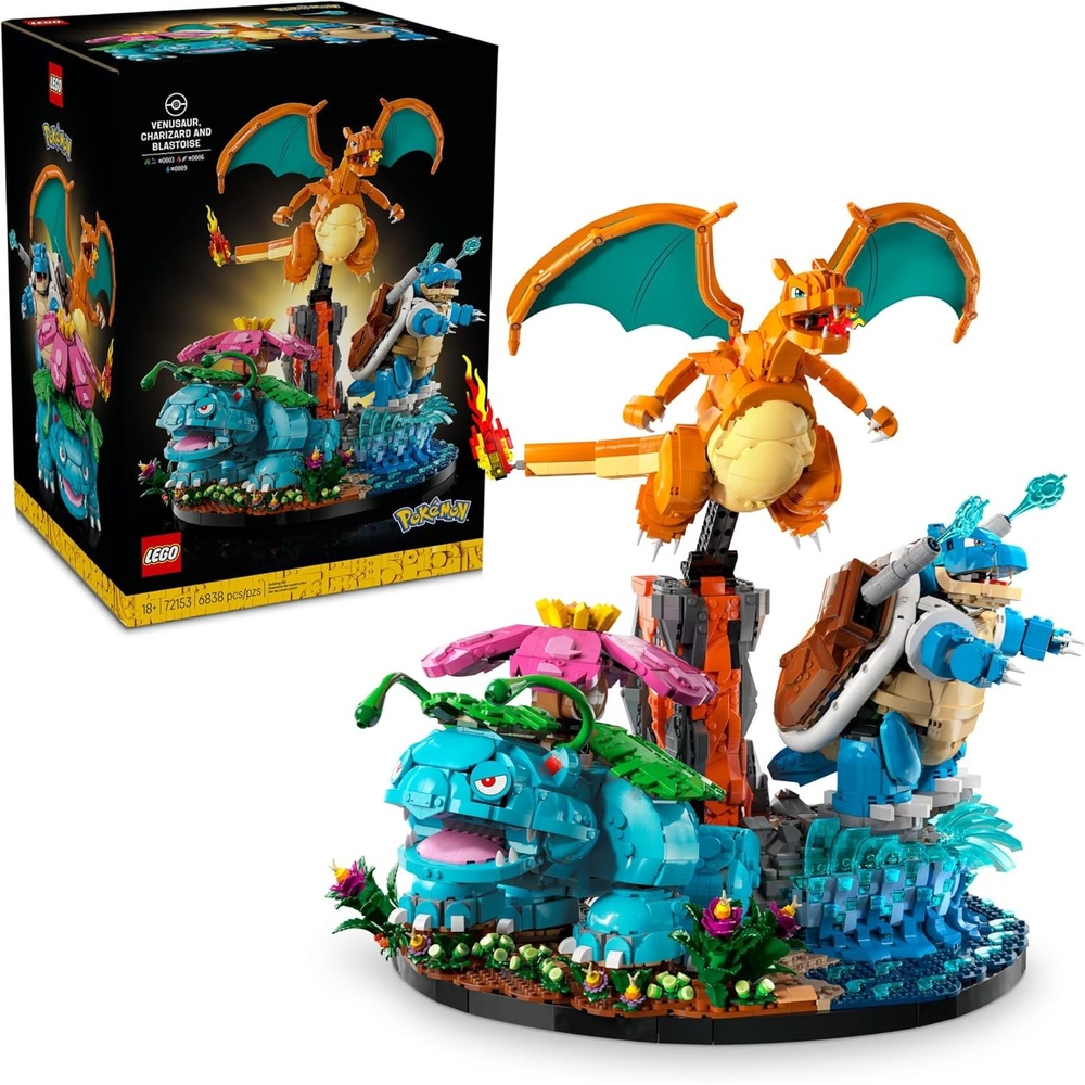 image:imageLEGO Pokmon Venusaur Charizard and Blastoise Building Set for Adults Ages 18 Collectible Pokmon Figures Gift Idea for Men amp Women 72153