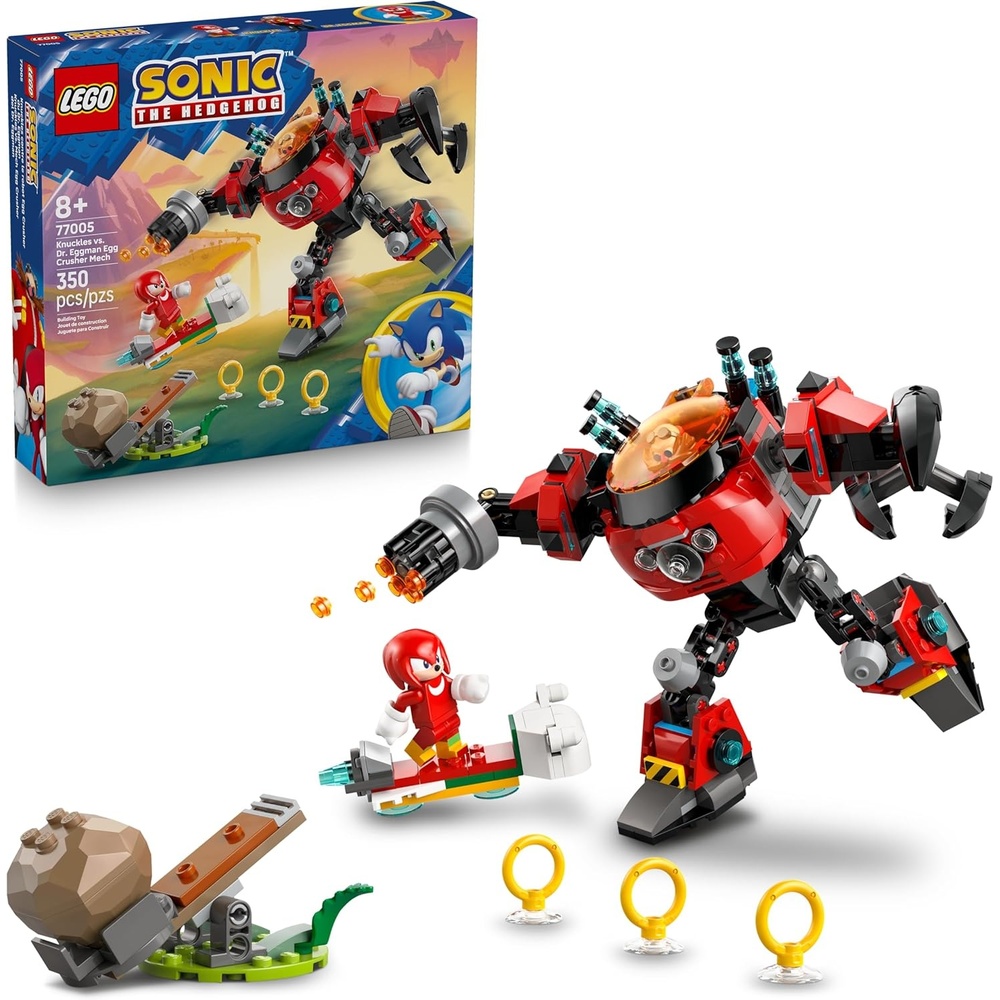 image:imageLEGO Sonic the Hedgehog Knuckles vs Dr Eggman Egg Crusher Mech Building Toy Pretend Play Building Blocks W2 Minifigures for Kids Ages 8 Gift Idea for Boys Girls amp Any Gaming Fans 77005