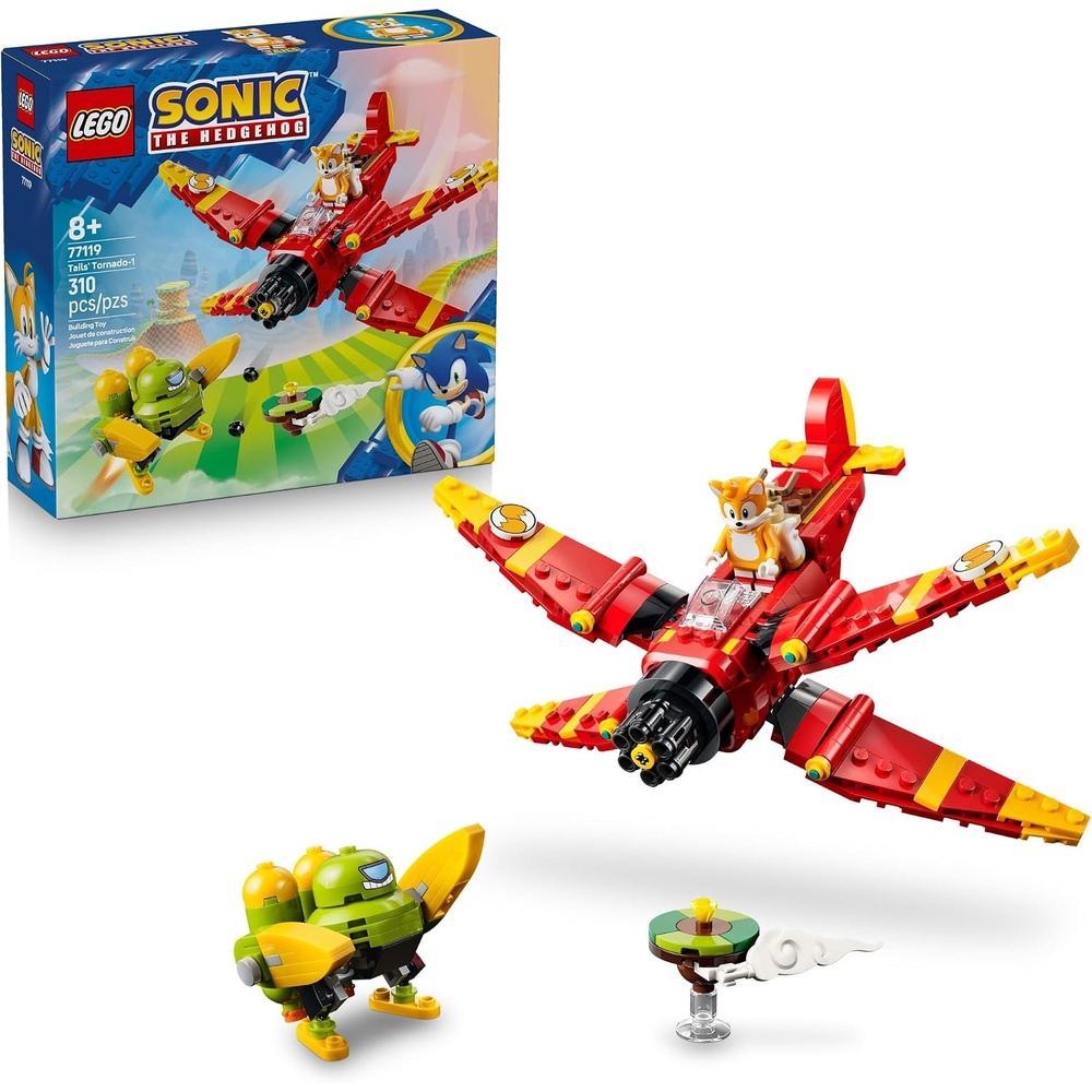 image:imageLEGO Sonic the Hedgehog Tails Tornado1 77119 Building Toy for Boys amp Girls Ages 8 Airplane Toy for Pretend Play W Tails Minifigure 310 pieces Gift for Birthdays