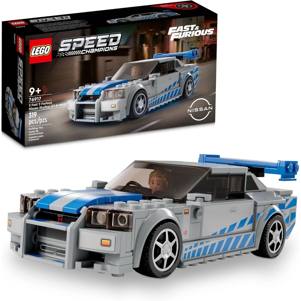 image:imageLEGO Speed Champions 2 Fast 2 Furious Nissan Skyline GTR R34 Race Car Toy Model Building Kit Collectible with Racer Minifigure 2023 Set for Kids Boys and Girls Ages 9 and Up 76917
