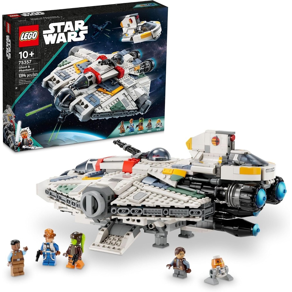 image:imageLEGO Star Wars Ahsoka Ghost and Phantom II Spaceship Toy Star Wars Building Toys Set for Kids Boys amp Girls Ages 10 Gifts for Birthdays 5 Minifigures 75357