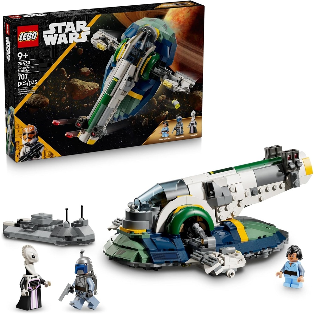 image:imageLEGO Star Wars Attack of The Clones Jango Fetts Starship Building Toy Pretend Play Set for Boys amp Girls Ages 9 Gift for Birthdays Collectible Model Kit amp Kids Room Decor 75433