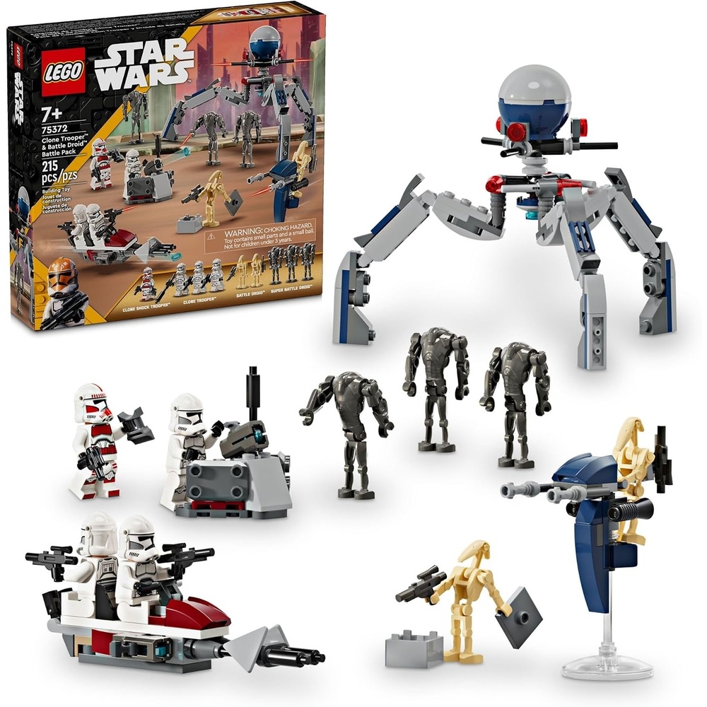 image:imageLEGO Star Wars Clone Trooper amp Battle Droid Battle Pack Set for Kids Buildable Toy Speeder Bike Vehicle TriDroid and Defensive Post Collectible Gift for Boys and Girls Aged 7 and Up 75372