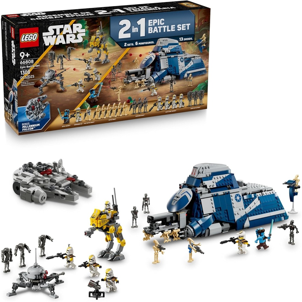 image:imageLEGO Star Wars Epic Battle Set CoPack Pretend Play Building Toy for Boys amp Girls Ages 7 Includes 13 Droid Figures 6 Minifigures amp Bonus Gift Gift for Birthdays 66808