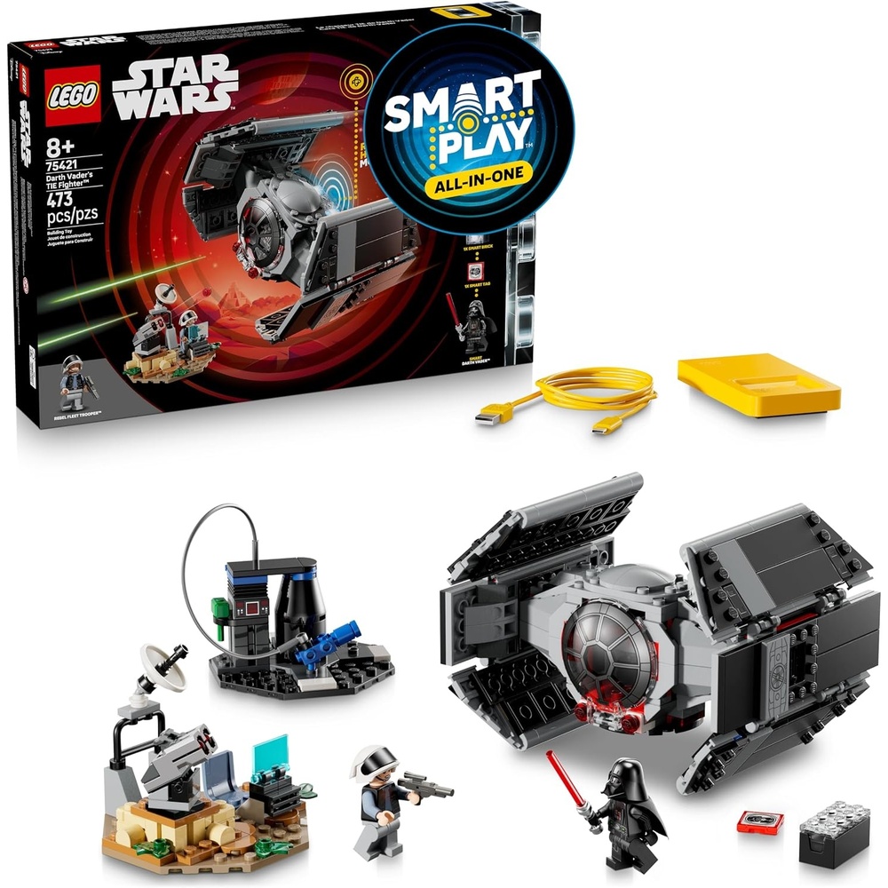 image:imageLEGO Star Wars SMART Play Darth Vaders TIE Fighter Interactive Building Toy AllinOne Set Reacts to How You Move and Play with a SMART Brick Gift for Boys Girls and Kids Ages 8 75421