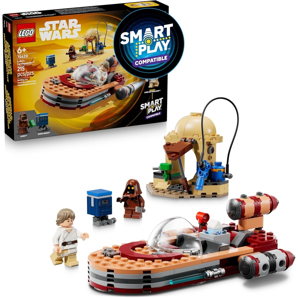image:imageLEGO Star Wars SMART Play Lukes Landspeeder Building Toy for Action Play Compatible Set with a SMART Tag and 2 Minifigures Gift for Boys Girls and Kids Ages 6 75420
