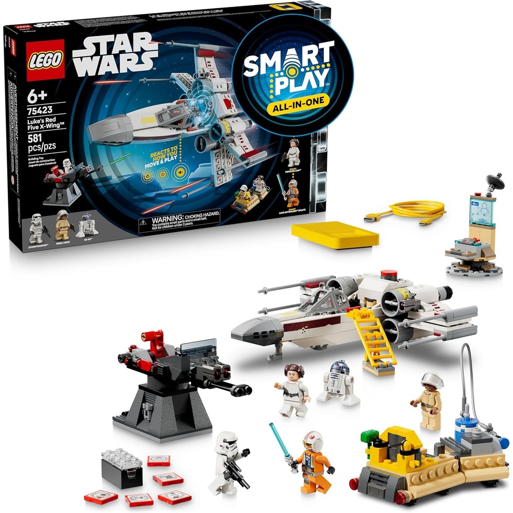 image:imageLEGO Star Wars SMART Play Lukes Red Five XWing Interactive Building Toy AllinOne Set Reacts to How You Move and Play with a SMART Brick Gift for Boys Girls Kids Ages 6 75423