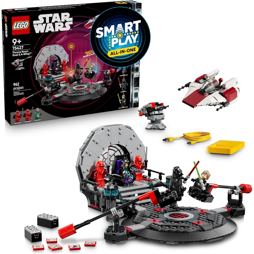 image:imageLEGO Star Wars SMART Play Throne Room Duel amp AWing Interactive Building Toy AllinOne Set Reacts to How You Move and Play with a SMART Brick Gift for Boys Girls and Kids Ages 9 75427