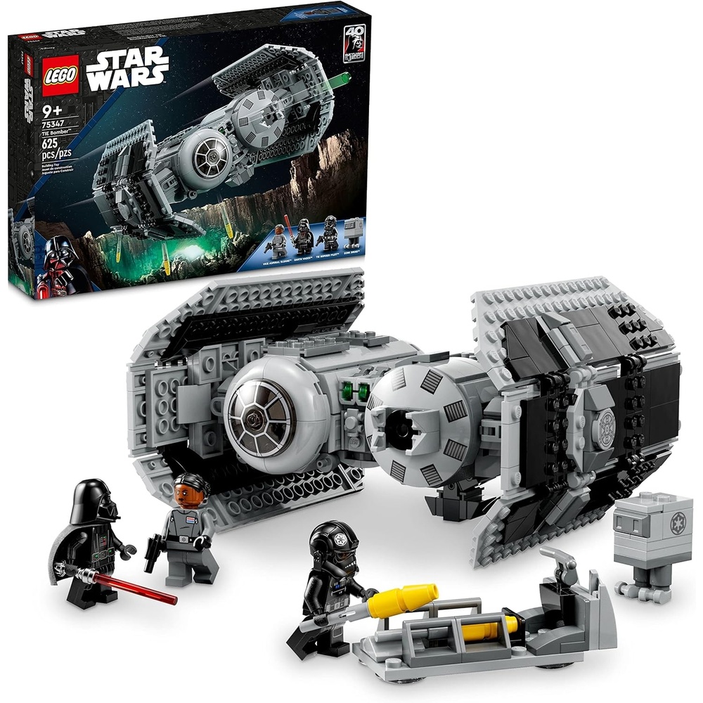 image:imageLEGO Star Wars TIE Bomber Model Building Kit Star Wars Toy Starfighter with Gonk Droid Figure Darth Vader Minifigure and Lightsaber Collectible Star Wars Gift for 9 Year Olds 75347