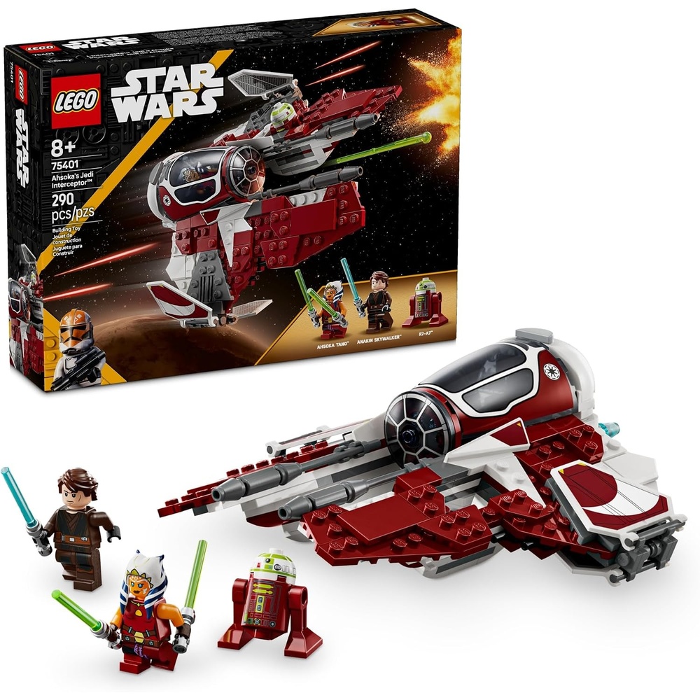 image:imageLEGO Star Wars The Clone Wars Ahsokas Jedi Interceptor Spaceship Building Toy Kids Star Wars Toy for Boys and Girls Ages 8 Gift Idea for Birthdays 75401 Lego Star Wars Lego 290 Pieces Ahsokas Jedi Interceptor 75401