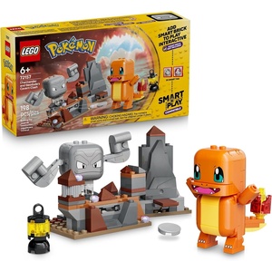 LEGO Pokémon SMART Play: Charmander and Geodude’s Cavern Clash 72157 | Compatible Set, Building Toys, Boys & Girls, Ages 6+, Interactive Pokémon Toys, 2 SMART Tags, 198 pieces, Gift Idea