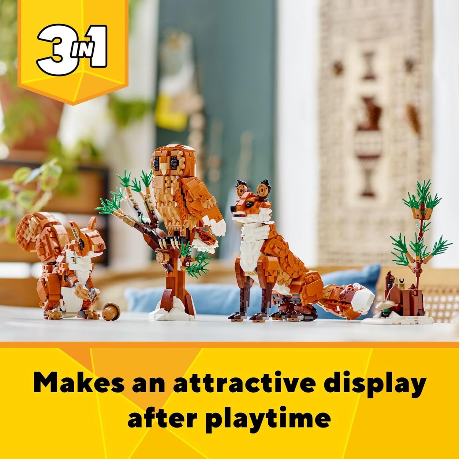 image:imageLEGO Creator 3 in 1 Forest Animals Red Fox Toys Building Toys for Kids Boys amp Girls Ages 9 W 3 Building Options into Fox Owl or Squirrel Gift for Birthdays 31154