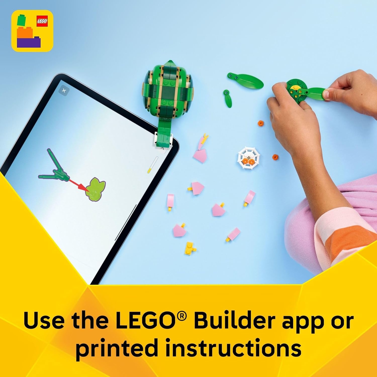 image:imageLEGO Creator 3 in 1 Turtle with a Water Lily Flower Building Toy for Girls amp Boys Kids Build a Chameleon Frog or Turtle Toy Figure Gift Idea for Animal Lovers Ages 7 31377