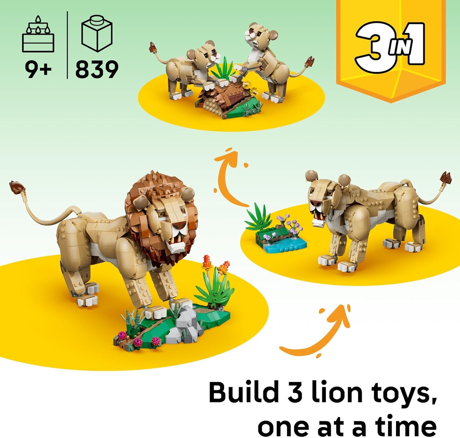 image:imageLEGO Creator 3 in 1 Wild Animals Majestic Lion Building Toy for Boys amp Girls Ages 9 Kids Bedroom or Desk Decor Lion Toy with 3 Building Options Gift for Birthdays 31386