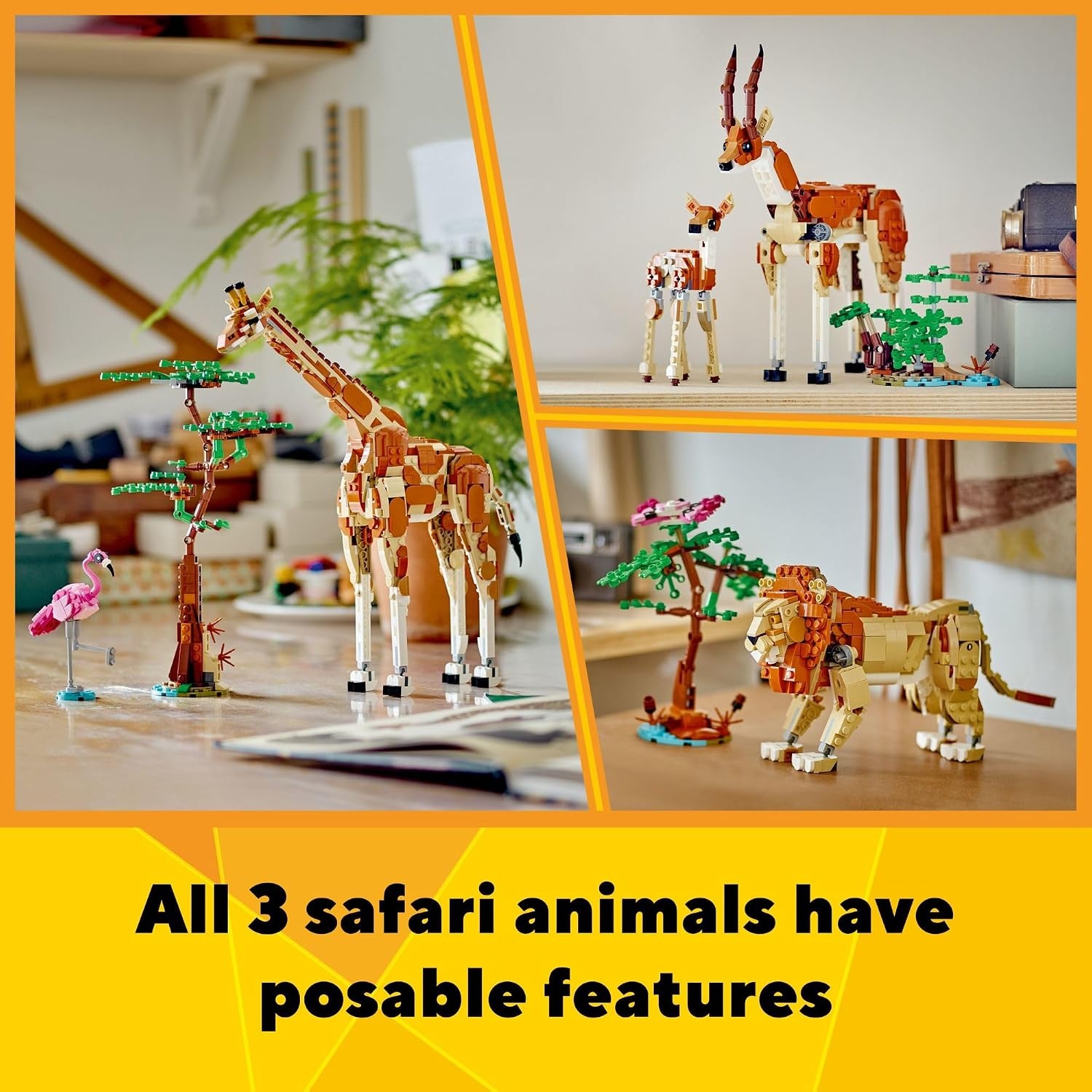 image:imageLEGO Creator 3 in 1 Wild Safari Animals Rebuilds into 3 Different Safari Animal Figures Giraffe Gazelle or Lion Toy Nature Toy Building Set for Kids Ages 9 Years Old and Up 31150