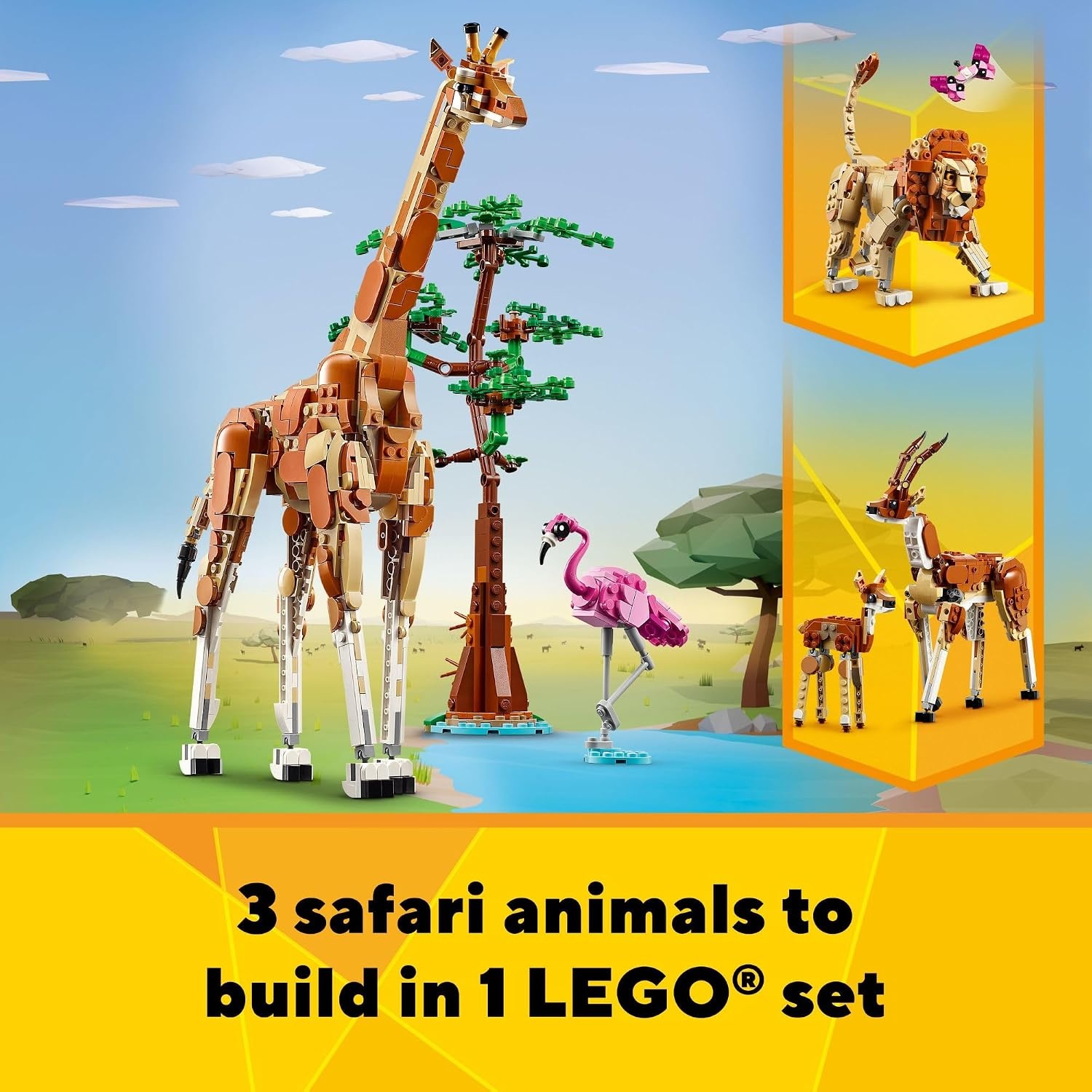 image:imageLEGO Creator 3 in 1 Wild Safari Animals Rebuilds into 3 Different Safari Animal Figures Giraffe Gazelle or Lion Toy Nature Toy Building Set for Kids Ages 9 Years Old and Up 31150