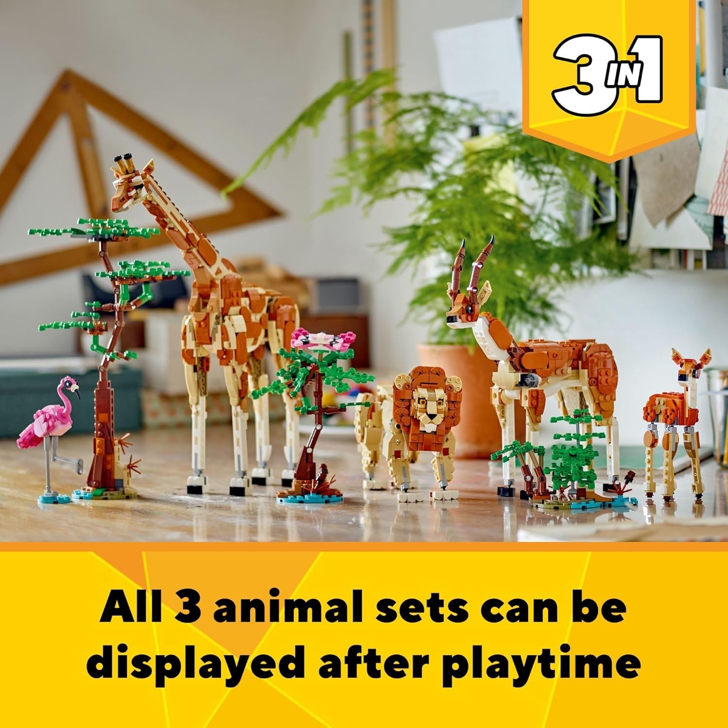 image:imageLEGO Creator 3 in 1 Wild Safari Animals Rebuilds into 3 Different Safari Animal Figures Giraffe Gazelle or Lion Toy Nature Toy Building Set for Kids Ages 9 Years Old and Up 31150