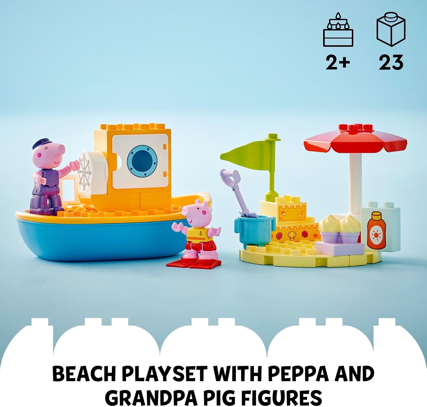image:imageLEGO DUPLO Peppa Pig Boat Trip Bath Toy Building Block Learning Set for Preschool Kids with 2 Peppa Pig Figures Included Water Toy Gift Idea for Toddlers Ages 2 and Up 10432
