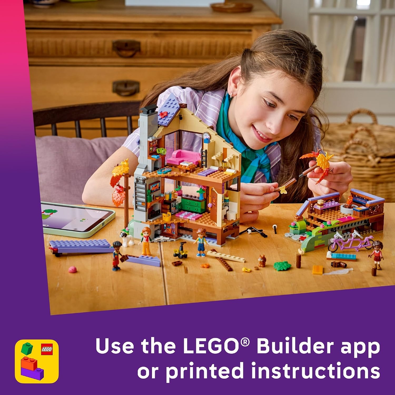 image:imageLEGO Friends Cozy Fall Forest Cabin 42705 Building Toy for Girls amp Boys Ages 9 Toy Playset W4 Minidolls 1229 pieces Gift for Birthdays
