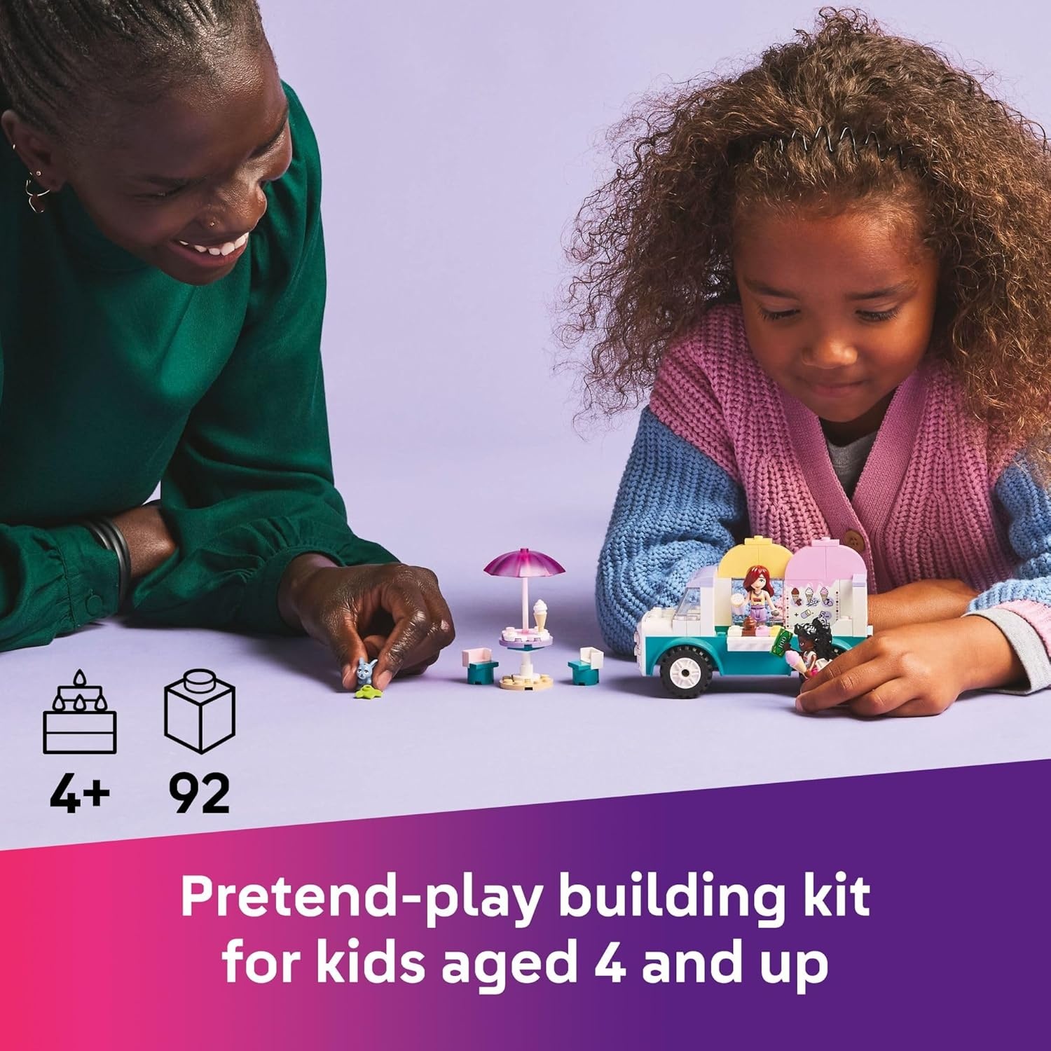image:imageLEGO Friends Heartlake City Ice Cream Truck Toy Building Toy Pretend Play Set for Kids Girls and Boys Ages 4 Preschool Building Blocks with 2 Minidolls and Rabbit Figure 42644