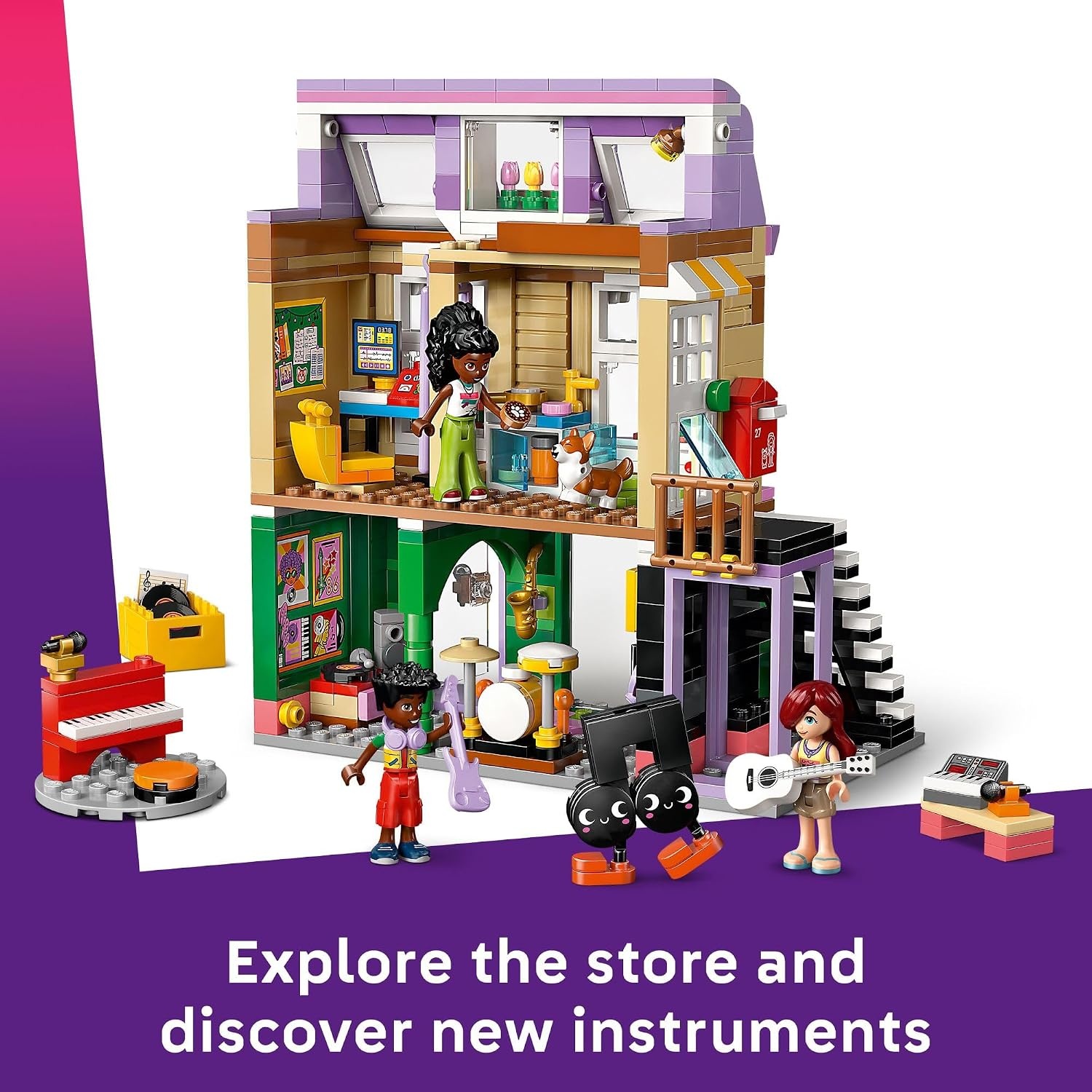 image:imageLEGO Friends Music Store amp Apartment Building Set Interactive Storytelling Playset for Girls amp Boys Ages 7 Includes Marimba the Corgi Toy Gift Idea for Birthdays and Music Lovers 42653