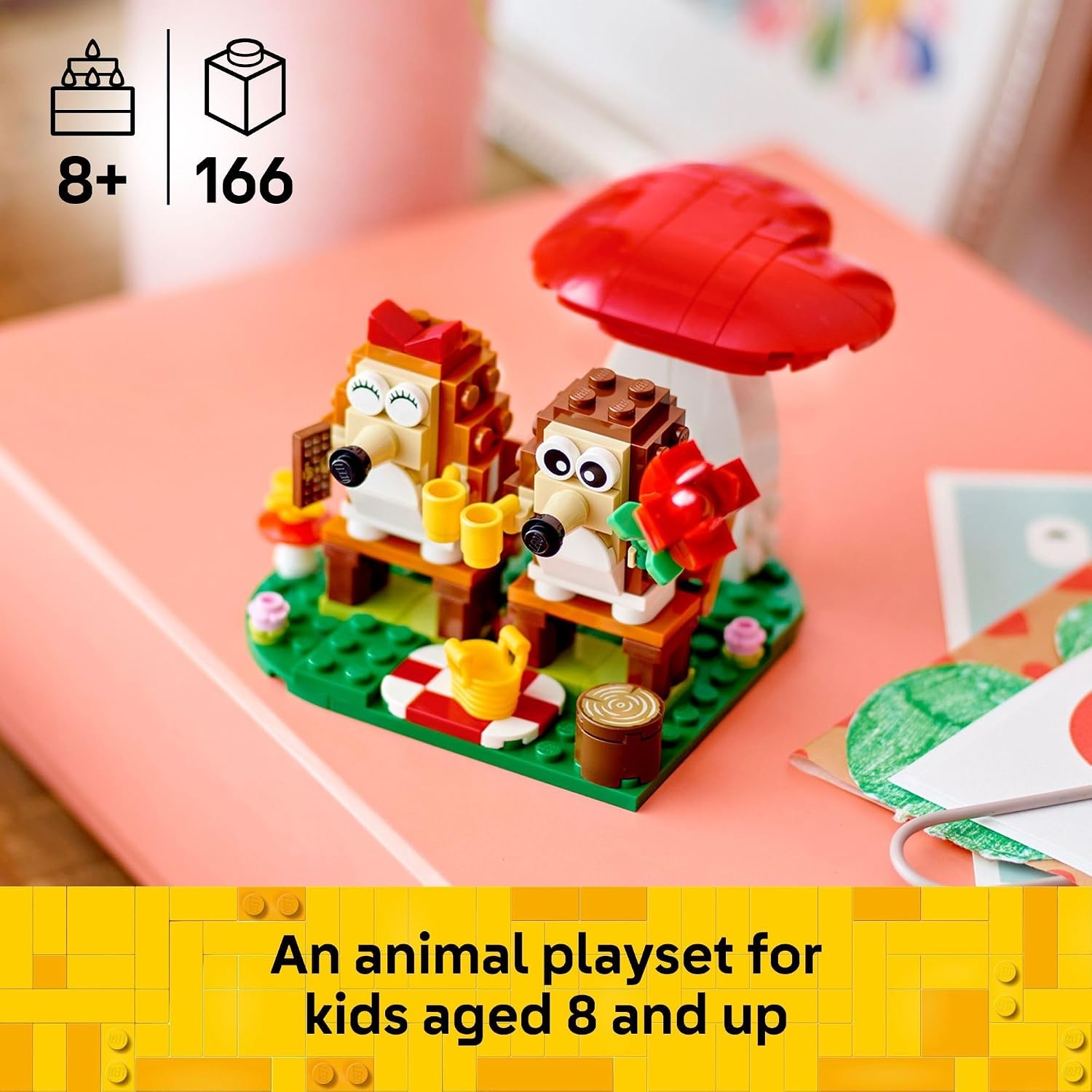 image:imageLEGO Hedgehog Picnic Date Building Toy Animal Figures and Playset for Kids Boys and Girls Ages 8 Gift for Her and Him with 2 Hedgehog Toys and Accessories 40711