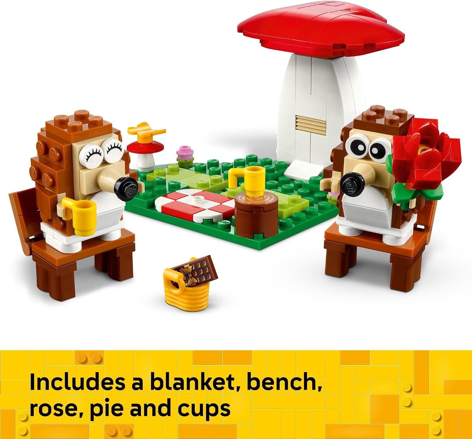 image:imageLEGO Hedgehog Picnic Date Building Toy Animal Figures and Playset for Kids Boys and Girls Ages 8 Gift for Her and Him with 2 Hedgehog Toys and Accessories 40711