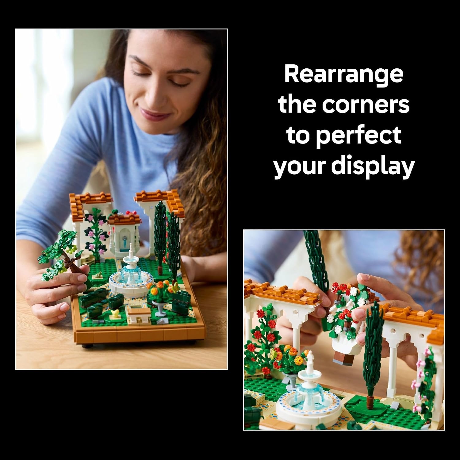 image:imageLEGO Icons Fountain Garden Building Set DIY Kit for Adults Ages 18 Miniature Craft Building Blocks for Home Decor Display Gift for Birthdays with Cypress Trees and Grape Vines 10359