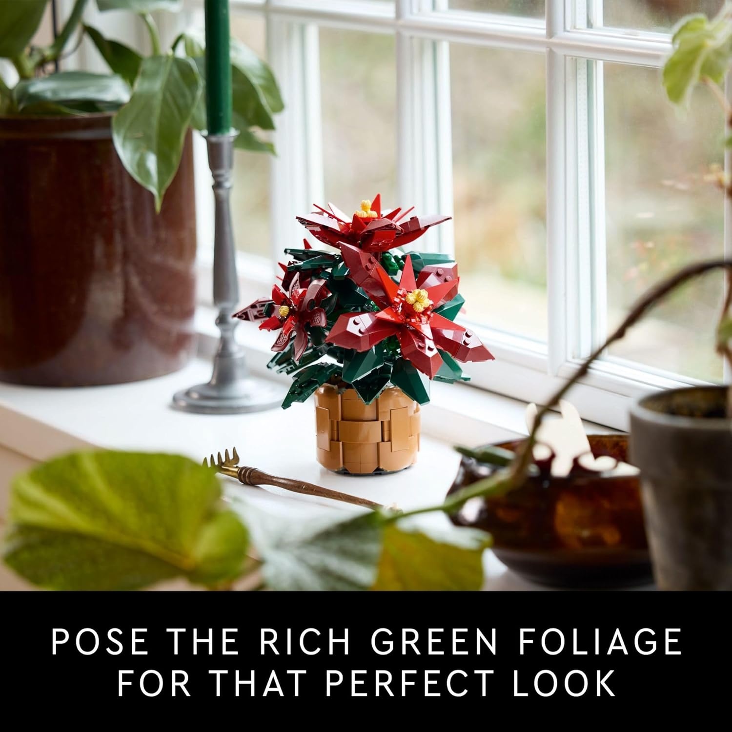 image:imageLEGO Icons Poinsettia Building Sets for Adults Artificial Flowers for Decoration Festive Holiday Flowers for Table Centerpiece 10370