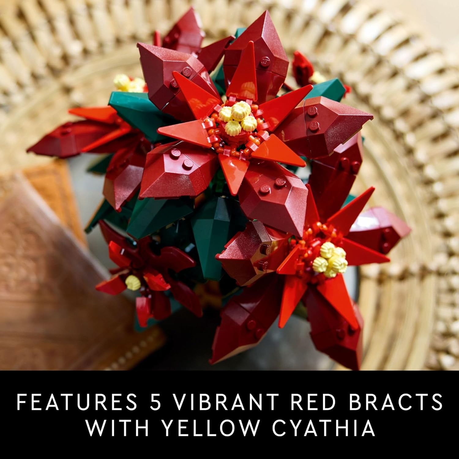 image:imageLEGO Icons Poinsettia Building Sets for Adults Artificial Flowers for Decoration Festive Holiday Flowers for Table Centerpiece 10370