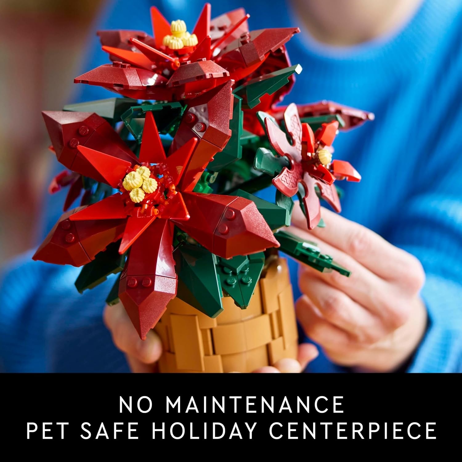 image:imageLEGO Icons Poinsettia Building Sets for Adults Artificial Flowers for Decoration Festive Holiday Flowers for Table Centerpiece 10370