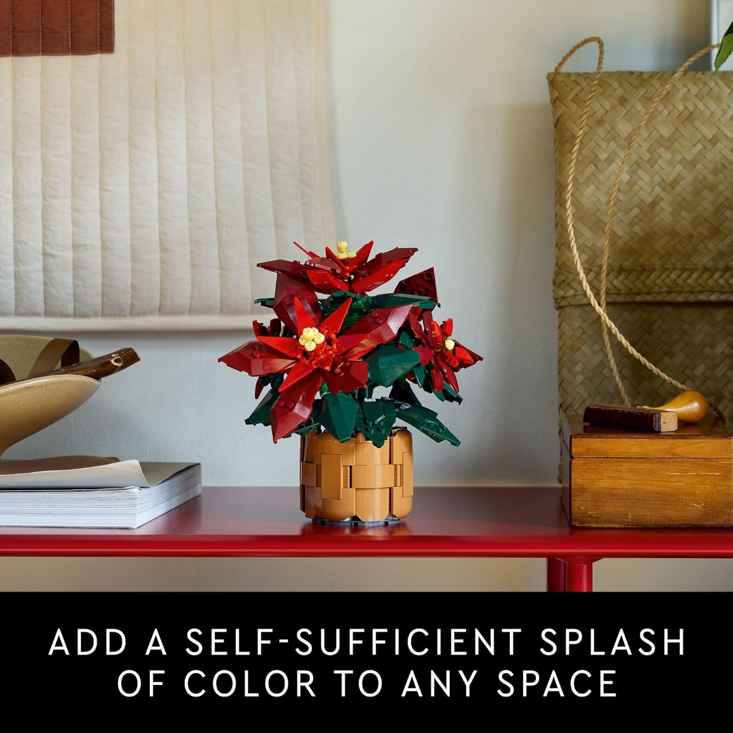 image:imageLEGO Icons Poinsettia Building Sets for Adults Artificial Flowers for Decoration Festive Holiday Flowers for Table Centerpiece 10370