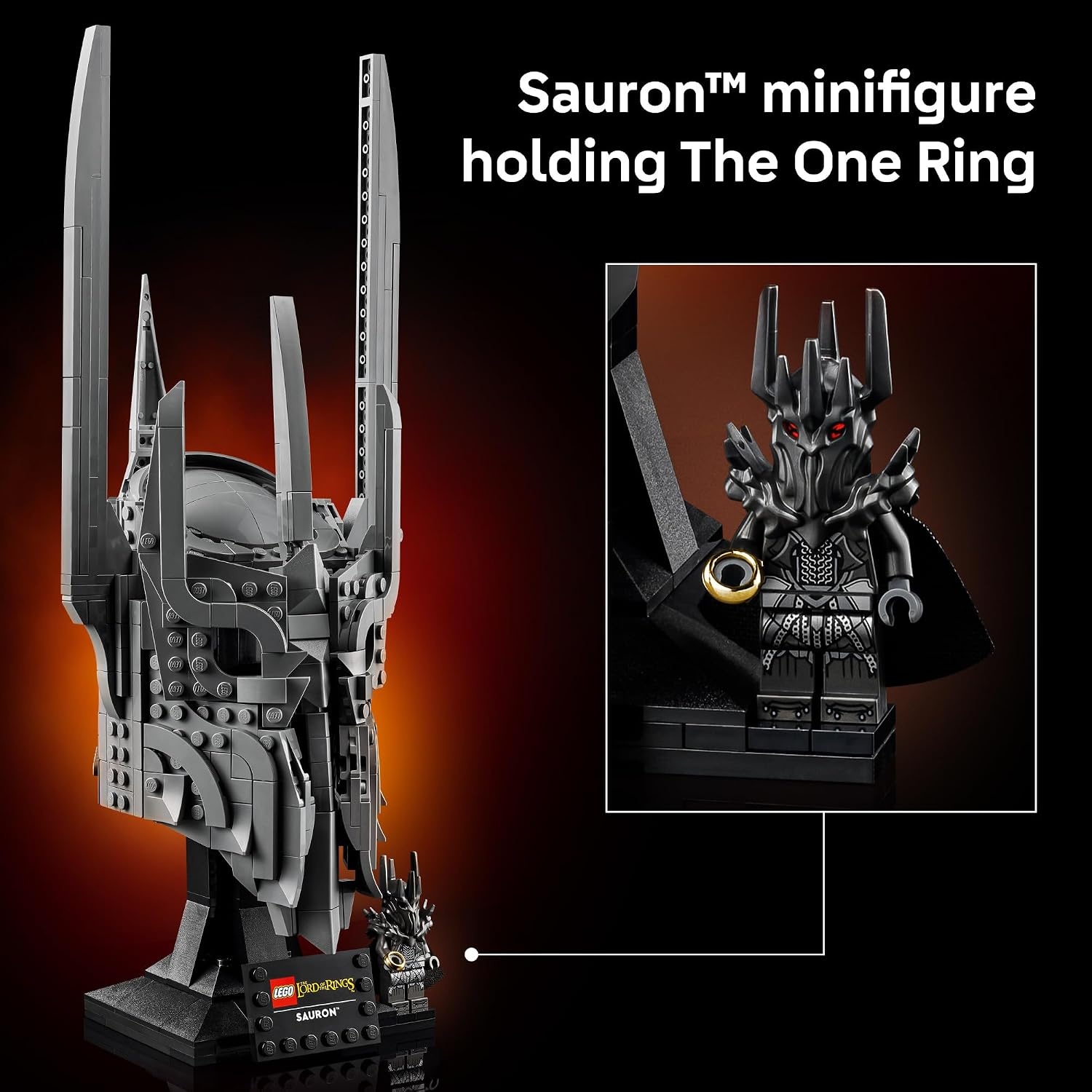 image:imageLEGO Icons The Lord of The Rings Saurons Helmet Building Set for Adults Ages 18 Bedroom Home Office Book Shelf Decor WSauron Minifigure Gift for Birthdays 11373