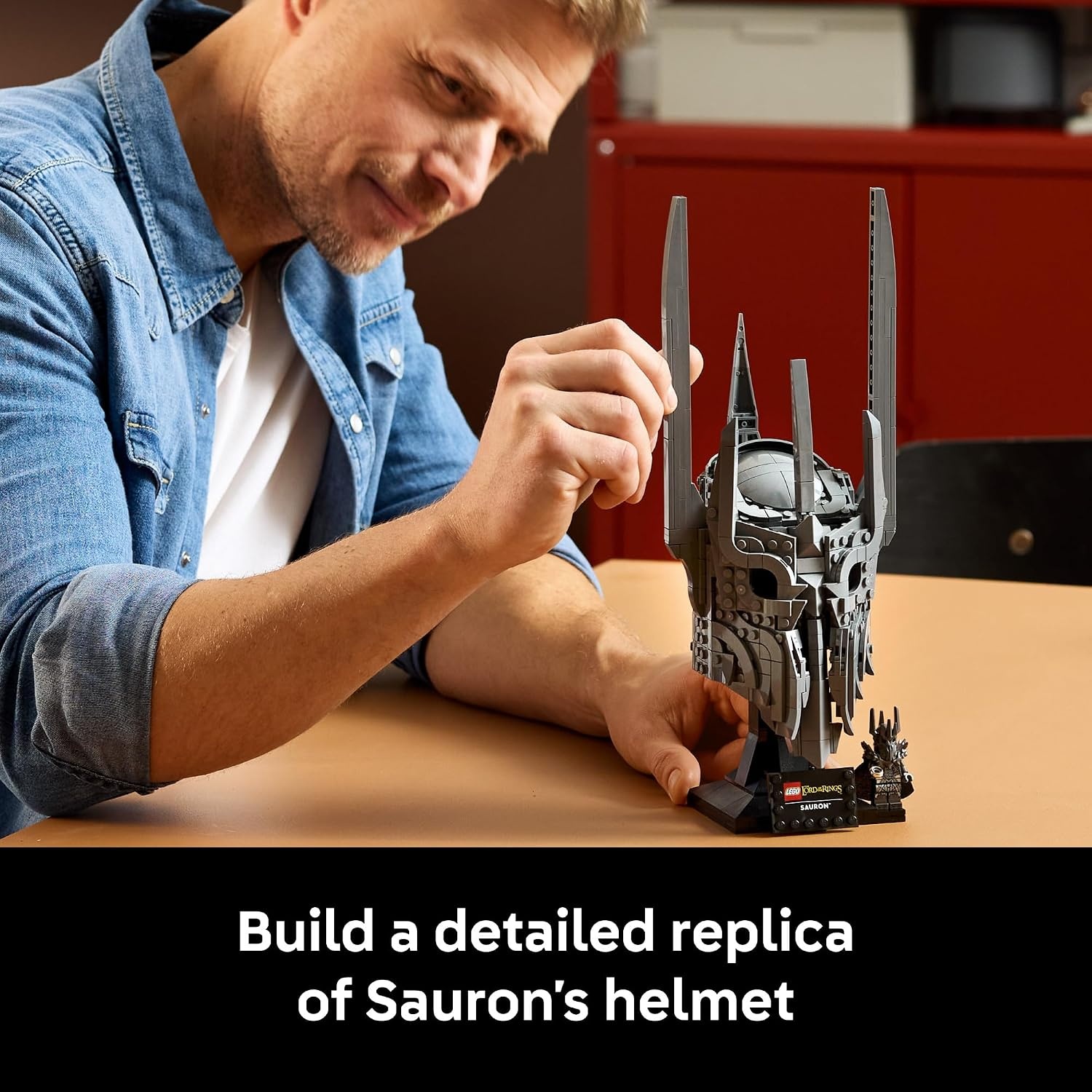 image:imageLEGO Icons The Lord of The Rings Saurons Helmet Building Set for Adults Ages 18 Bedroom Home Office Book Shelf Decor WSauron Minifigure Gift for Birthdays 11373