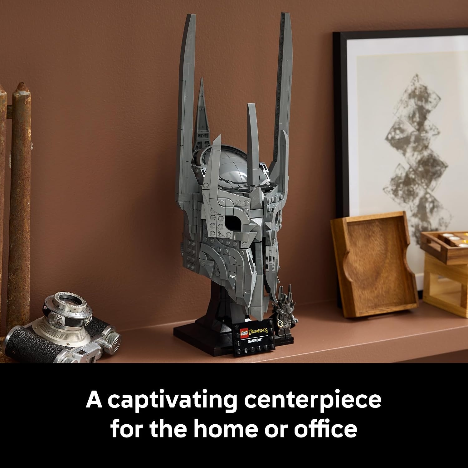 image:imageLEGO Icons The Lord of The Rings Saurons Helmet Building Set for Adults Ages 18 Bedroom Home Office Book Shelf Decor WSauron Minifigure Gift for Birthdays 11373